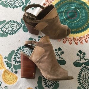 Mia Covered Thick Wood Heel Taupe